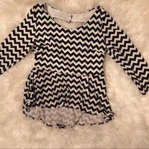 Black and white chevron peplum
